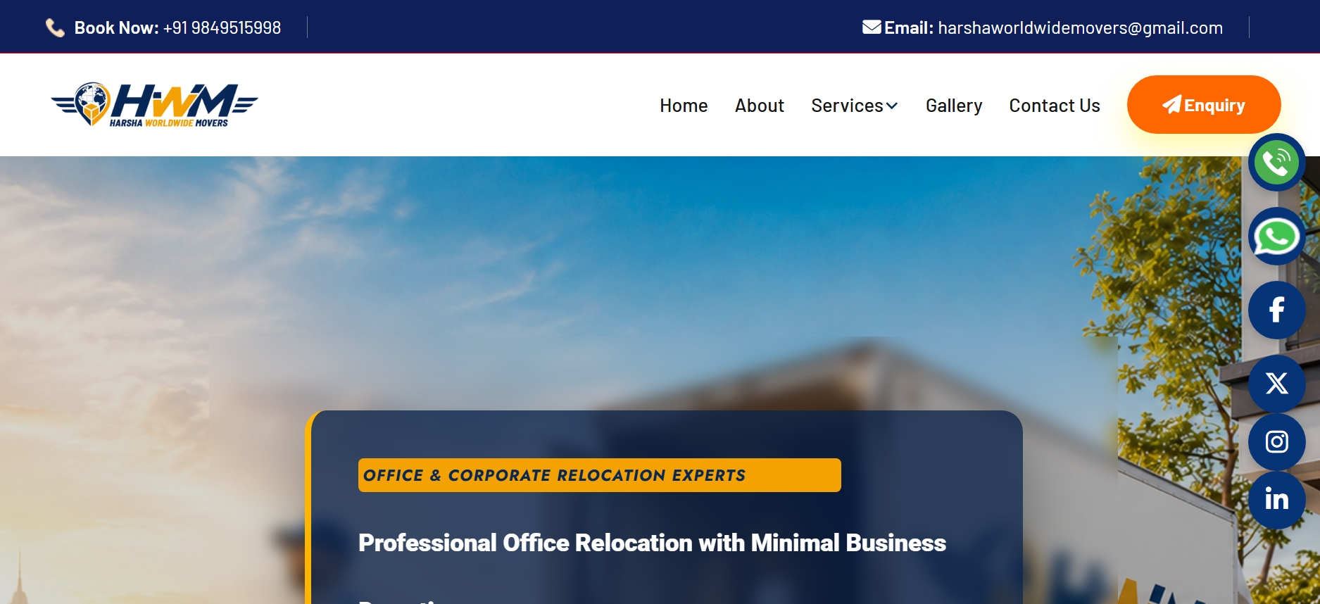 Harsha Worldwide Movers Website
