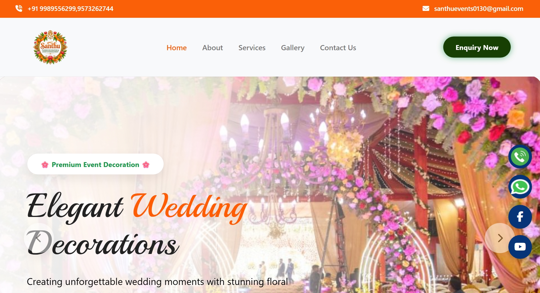 Santhu Flower Decoration and Events Management Website